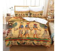 Egyptian Mural Juego De Ropa De Cama Double（200x200cm）, Microfibra Suave Egyptian Deities Juego De Fundas De Edredón, Incluye Funda Nórdica Y Funda De Almohada Bedding Set Lavable