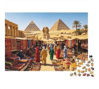 Egyptian Pyramid 1000 Piezas Puzzle Papel Reciclado Desert Market Puzzles for Ancianos Divertido and Desafiante Family Juego Perfect for Holiday Blessings 70x50cm/1000pcs