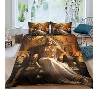 Egyptian Royal Funda Edredon Juego de Ropa de Cama de 3 Piezas Impresión 3D Cierre de Egyptian Royal Estilo Funda de Edredón Funda de Almohada a Juego Suave for Adolescentes Super King（260x220cm）