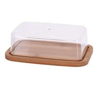 EH Excellent Houseware Mantequilla de bambú con Tapa, 19 x 12 cm, Recipiente para Mantequilla