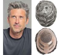 Ehairc Sistema de cabello para hombres Bond Mono Lace PU Front y Npu Back Mens Toupee Durable Toupee para hombres 100% pelo humano peluca masculina prótesis de pelo masculino 130% densidad media