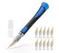 EHDIS Cuter Manualidades Precision con 10 Cuchillas de Premium de Titanio, Cuter de Precisioncon con Mango de Goma, para Cortar y Tallar, Azul