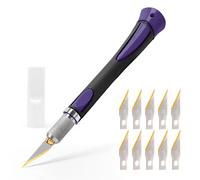 EHDIS Cuter Manualidades Precision con 10 Cuchillas de Premium de Titanio, Cuter de Precisioncon con Mango de Goma, para Cortar y Tallar, Morado