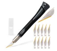 EHDIS Cuter Manualidades Precision con 10 Cuchillas de Premium de Titanio, Cuter de Precisioncon con Mango de Goma, para Cortar y Tallar, Gris