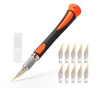 EHDIS Cuter Manualidades Precision con 10 Cuchillas de Premium de Titanio, Cuter de Precisioncon con Mango de Goma, para Cortar y Tallar, Naranja