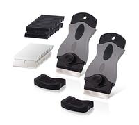 Ehdis Rasqueta vitroceramica con 10 de Acero al Carbono y 10 Hojas de plástico, Rascador de Vidrio y vitrocerámica, para la eliminación de Pegamento, Pintura, calcomanías, Tinte, Negro