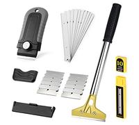 EHDIS Rasquetas Set - Rasquetas con Agarre Suave y Rascador para Vitrocerámica, 10 Cuchillas 100 mm, 10 Cuchillas 38mm, Raspador de Vidrio, para Ventana de Vidrio, Granito, Limpieza de Paredes