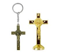 EHDWXVZM 1 Adorno De Cruz, 1 Llavero De Cruz, Estatua De Cruz, Adorno Con Base, Placa Conmemorativa De Cruz, Decoraciones De La Iglesia Del Hogar Del Coche