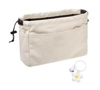 EHDWXVZM 1 bolsa de lona blanquecina y 1 colgante de flores, bolsa portátil, bolsa de almacenamiento, bolsa de cosméticos, bolsa de almacenamiento de bolso, lindo llavero