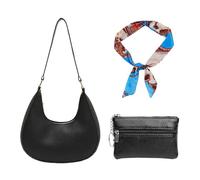 EHDWXVZM 1 bolso de hombro para mujer, 1 correa, 1 bolso pequeño para colgar, bolso de mano para mujer, bolso de hombro en forma de media luna, bolso de mano
