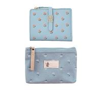 EHDWXVZM 1 Cartera Floral y 1 Monedero de Lona Floral, Bolso de Mujer de Moda, Tarjetero Multifuncional, Bolsa de cosméticos portátil, Mini Bolsa de Almacenamiento, Bolso Lindo para niña