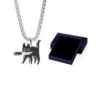 EHDWXVZM 1 collar de gato con cuchillo negro, 1 joyero, collar con colgante de gato, collar de metal personalizado, accesorio de moda versátil, regalo para amantes de los gatos