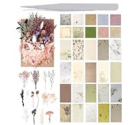 EHDWXVZM 1 Conjunto De Materiales De Flores Secas, con 1 Pieza De Pinzas Y 60 Piezas De Papel Retro De Papel, Materiales De Artesanía De Bricolaje, Velas Y Decoraciones.