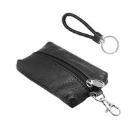 EHDWXVZM 1 funda de piel para llaves de coche, 1 llavero de piel, bolsillos pequeños para hombre y mujer, bolsa de almacenamiento negra, funda para llaves, Negro , 12 * 7,6 cm