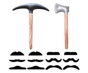 EHDWXVZM 1 Hoz Inflable, 1 Hacha Inflable, 12 Barbas Falsas, Juguetes Creativos, Accesorios De Juego De Roles, Suministros para Fiestas.
