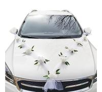 EHDWXVZM 1 Juego de Decoraciones para Autos de Boda, decoración Delantera de Autos de Boda, Guirnalda de Malla, Adecuado para Autos de Bodas y Decoraciones de flotas
