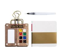 EHDWXVZM 1 Juego De Herramientas De Pintura Portátiles, Mini Paleta De Pintura De Acuarela, Paleta De Viaje De Madera con 8 Compartimentos, Cuaderno De Bocetos, Juego De Pintura De Viaje