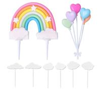 EHDWXVZM 1 Pieza De Decoración De Pastel De Arco Iris, 1 Pieza De Decoración De Pastel De Globo, 6 Piezas De Decoración De Pastel De Nube, Decoración De Fiesta De Cumpleaños Infantil
