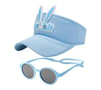 EHDWXVZM 1 Pieza De Gafas De Sol Para Niños Y 1 Pieza De Sombrero Para El Sol Para Niños, Gafas De Sol Con Protección Solar, Sombrero Hueco Para Niños, Productos De Protección Solar (Azul)