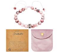 EHDWXVZM 1 pieza de pulsera de fútbol turquesa con 1 tarjeta de felicitación, 1 pieza de bolsa de joyería, pulsera de turquesa con patrón rojo, regalo de amistad de fútbol