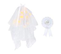 EHDWXVZM 1 velo luminoso, 1 insignia de novia, velo de lazo iluminado, bonito velo luminoso, velo de horquilla, velo de doble capa, apto para bodas y comuniones