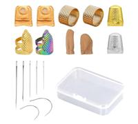 EHDWXVZM 10 Dedales De Costura Y 7 Agujas De Coser, Equipados con 1 Caja De Almacenamiento, Ayudas para Coser, Protección para Los Dedos, Accesorios De Costura, Herramientas De Costura DIY