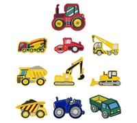 EHDWXVZM 10 Piezas De Vehículos De Construcción, Tintas De Planchado para Niños, Vehículos De Construcción, Manchas De Ropa para Niños Y Manchas De Planchado para Vehículos Técnicos.