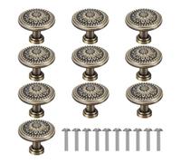 EHDWXVZM 10 Piezas Tiradores para Cajones Retro, Equipados con Tornillos, Tiradores para Muebles con Patrón Redondo, Tiradores para Muebles, Accesorios para Muebles, Adecuados para Cajones, Armarios