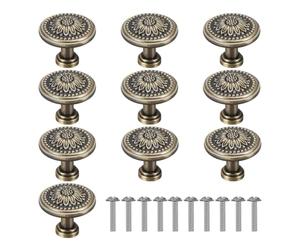 EHDWXVZM 10 Piezas Tiradores para Cajones Retro, Equipados con Tornillos, Tiradores para Muebles con Patrón Redondo, Tiradores para Muebles, Accesorios para Muebles, Adecuados para Cajones, Armarios
