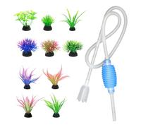 EHDWXVZM 10 Plantas acuáticas Artificiales, 1 Pieza de tubería de Agua para pecera de 1,4 m, Decoraciones para peceras, alimento para Plantas de Acuario, Decoraciones para Peces