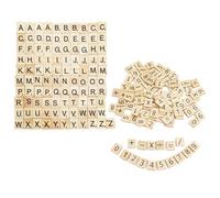 EHDWXVZM 100 Piezas de astillas de Madera del Alfabeto inglés y 100 Piezas de astillas de Madera con símbolos numéricos, artesanías de Madera, Juguetes creativos para niños, Mini Alfabeto de Madera