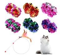 EHDWXVZM 12 Bolas de Papel Chirriantes Coloridas y 1 Varita Divertida - Juguetes Para Interior Para Gatos