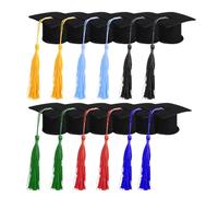 EHDWXVZM 12 Piezas Mini Sombreros de graduación, Sombreros de decoración de graduación, Sombreros de graduación de decoración de Botellas de Vino, Sombreros de graduación con borlas