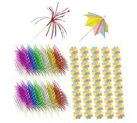 EHDWXVZM 150 Piezas Palos de Paraguas de Cóctel, Inserciones de Decoración, Inserciones de Decoración de Pasteles, Palos de Decoración de Paraguas de Bebidas, Inserciones de Fuegos Artificiales