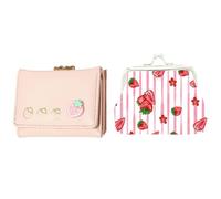 EHDWXVZM 2 Billeteras De Elemento De Fresa, Billetera Dulce Y Linda, Billetera De Monedas De Niña, Bolsa De Tarjeta Plegable. Rosa, 20g, 10.5*3*8.5Cm, 9*8*1.5Cm