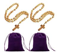 EHDWXVZM 2 collares de rosario para hombres, 2 bolsas organizadoras, collar de rosario de comunión para niños, collar de rosario con cuentas, rosario con colgante de cruz