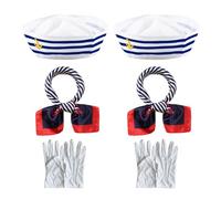 EHDWXVZM 2 gorros de capitán para hombre, 2 pañuelos de seda, 2 pares de protectores de dedos, ropa de capitán, gorro de marinero para mujer