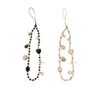 EHDWXVZM 2 Piezas De Cadena De Teléfonos Móviles para Mujeres, Cadena De Telefonía Móvil Elee Y Simple, Decoraciones De Teléfonos Móviles, Accesorios para Teléfonos Móviles (Negro, Beige).