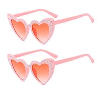 EHDWXVZM 2 piezas de gafas de amor, gafas de sol de cumpleaños, gafas en forma de corazón con incrustaciones de diamantes, gafas de sol personalizadas en forma de corazón, accesorios para fiestas