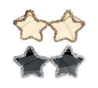 EHDWXVZM 2 Piezas De Gafas De Estrellas, Gafas De Sol Creativas De Diamantes De Imitación, Gafas De Sol Brillantes, Accesorios para Fotos De Fiesta, Accesorios De Disfraces.