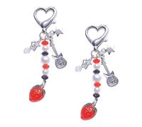 EHDWXVZM 2 piezas de llaveros con cuentas de fresa, lindos colgantes decorativos, colgantes de bolso, colgantes de teléfono móvil, llaveros de niñas, llaveros creativos