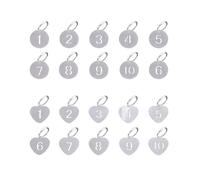 EHDWXVZM 20 Piezas De Placas De Números Digitales, Amor, Placas De Números Redondas, Etiquetas Colgantes De Números 1-10, Etiquetas De Números De Acero Inoxidable, Colgantes De Placas De Números