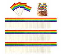 EHDWXVZM 200 Piezas de Banderas de Palillos de Dientes de Seis Colores, Banderas de Palillos de Dientes, Decoraciones de Fiesta del Orgullo, palitos de decoración para Pasteles del Orgullo