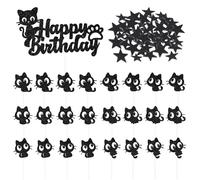 EHDWXVZM 25 Piezas De Insertos De Tarjeta Temática De Gatos Y 1 Paquete De Confeti, Insertos Creativos Y Lindos De Tarjetas, Decoraciones De Pasteles, Suministros para Fiestas.