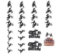 EHDWXVZM 26 Decoraciones para Pasteles de Motocicletas, Decoraciones de cumpleaños de Motocicletas, Decoraciones para Pasteles de Hombres, Decoraciones para Fiestas de Motos de Cross