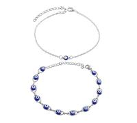 EHDWXVZM 2pcs Tobilleras de Mal de Ojo, Pulseras Boho Plata para Mujer