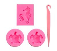 EHDWXVZM 3 moldes para Tartas, 1 Cuchillo desmoldante, Molde para Fondant de Chocolate, Molde para Tartas para Hornear, Molde para Tartas de Sirena, Molde de Silicona con Forma de Animal