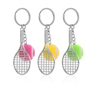 EHDWXVZM 3 piezas de llaveros de tenis, colgantes de raquetas de tenis, mini llaveros, accesorios decorativos de tenis, colgantes creativos y de moda, souvenirs deportivos