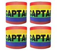 EHDWXVZM 4 Piezas Brazaletes De Capitán, Brazaletes De Capitán A Rayas Arcoíris, Brazaletes De Partido Captain, Brazaletes De Fútbol Elásticos, Brazaletes Envolventes, Brazaletes Ensanchados
