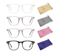 EHDWXVZM 4 piezas de gafas anti-luz azul y 4 piezas de bolsas de almacenamiento para gafas, gafas con filtro de luz azul, gafas para computadora, gafas transparentes, gafas unisex, gafas de moda